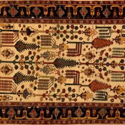 Bakhtiari rectangular 4' 8" by 5' 6"rug with all-over pattern from Persia-Iran | Age : Ca. 1930s