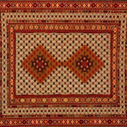 Balouch rectangular 4' 1" by 6' 3" rug with geometric pattern from Afghanistan