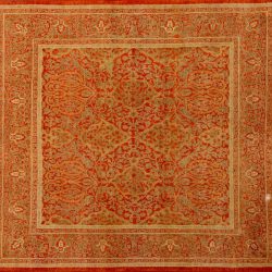 Tabriz square 4' 1" by 4' 6" rug with floral pattern from Pakistan - Bronze & Khaki
