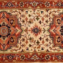 Serapi runner 2' 0" by 5' 9" rug with medallion pattern from India - Beige & Rust