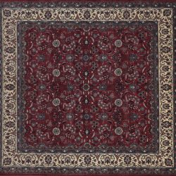Tabriz square 8' 2" by 8' 4" rug with floral pattern from Pakistan - Rose & Ivory