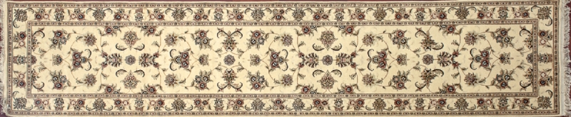 Tabriz runner 2' 5" by 12' 0" rug with all-over pattern from China - Ivory & ivory - SKU$ 15453