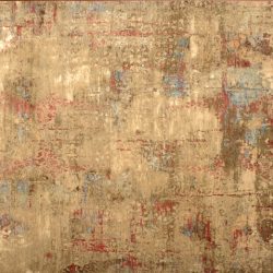 Transitional rectangular 8' 9" by 12' 3" rug with contemporary pattern from India - Tan & Tan