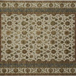 Nain rectangular 8' 1" by 10' 2" rug with all-over pattern from India - Tan & Light Blue