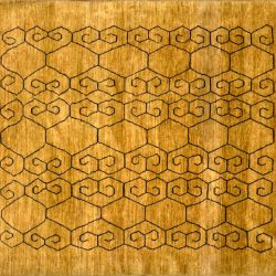 Ziegler square 8' 7" by 8' 10" rug with tribal pattern from Pakistan - Yellow & Blue